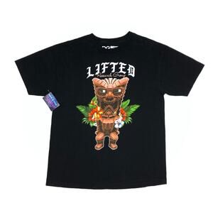 LRG Standard Fit Tiki Head Logo Black Tee T Shirt Large L B10